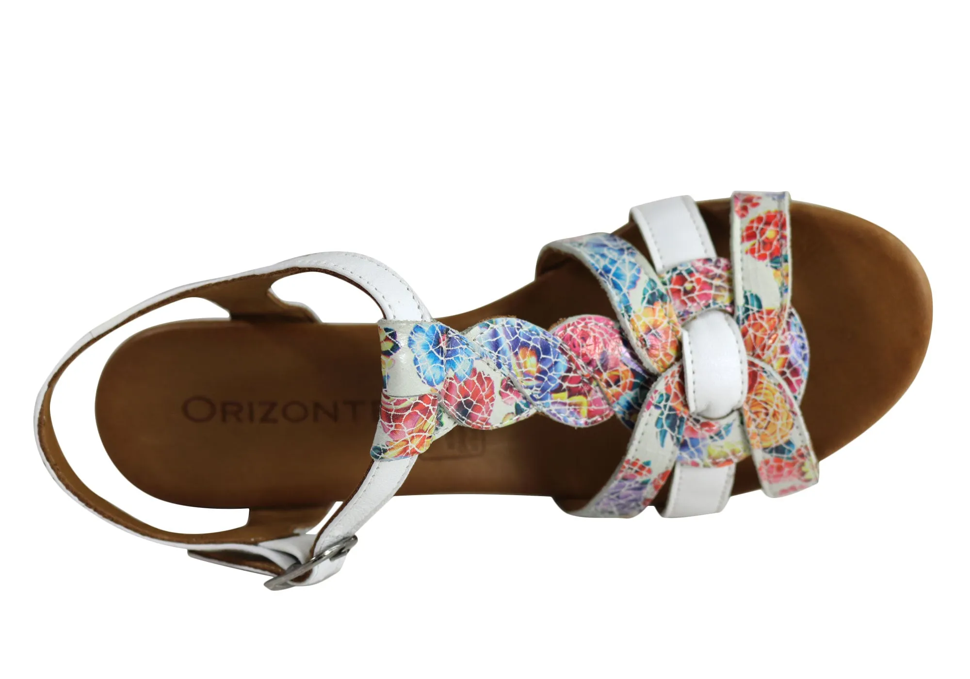 Orizonte Candi Womens European Leather Mid Heel Comfortable Sandals