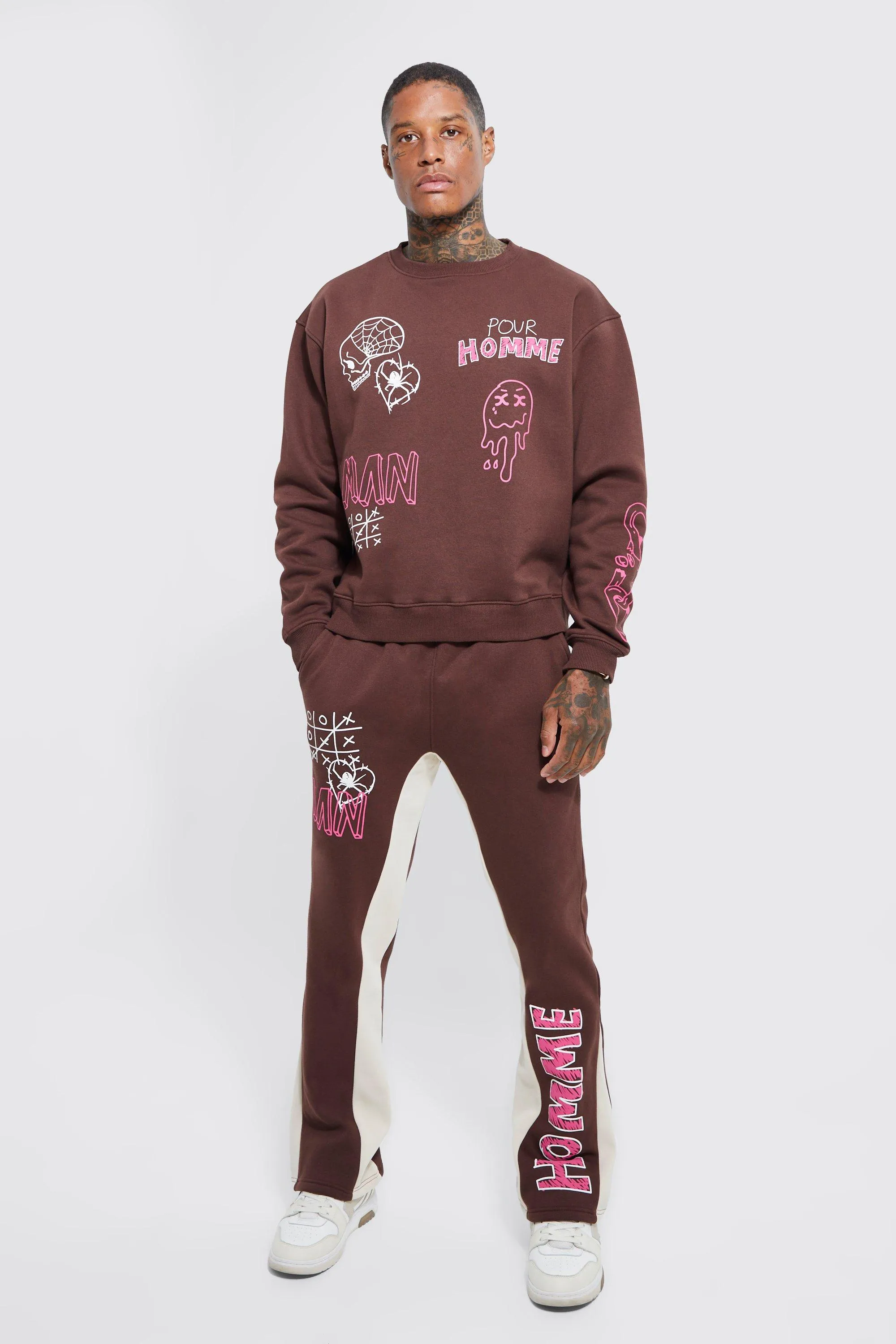 Oversized Boxy Graffiti Gusset Sweater Tracksuit