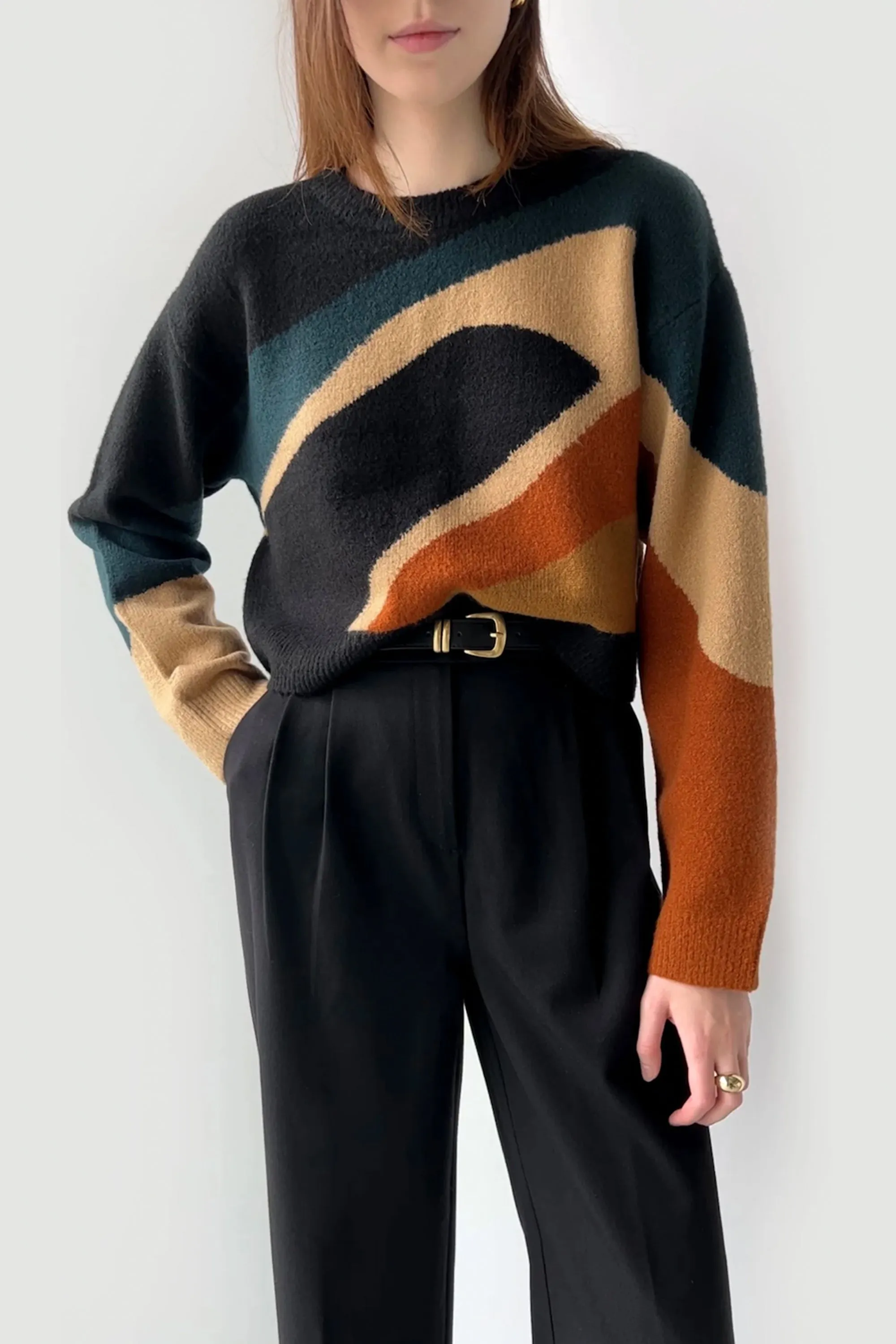 PATTERNED INTARSIA SWEATER