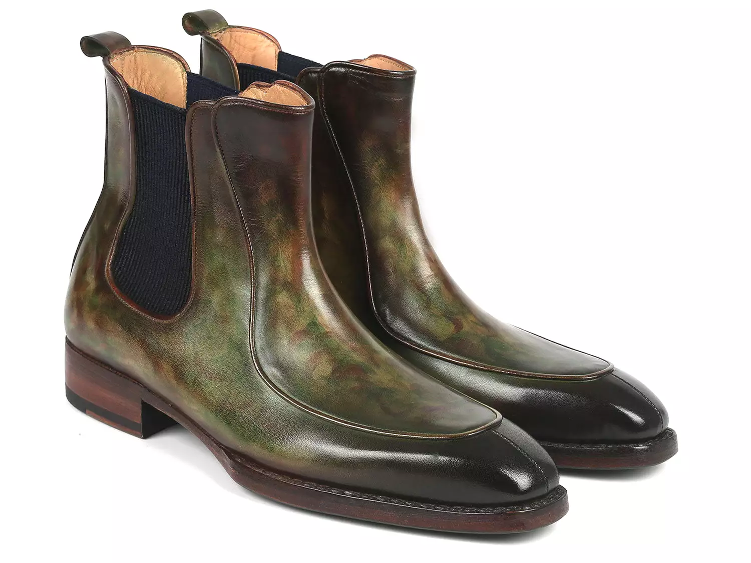 Paul Parkman Men's Green Handpainted Chelsea Boots Goodyear Welted - BT822GRN