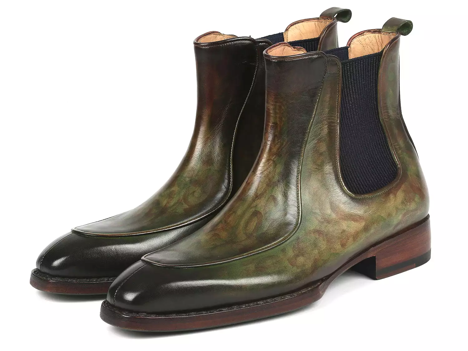 Paul Parkman Men's Green Handpainted Chelsea Boots Goodyear Welted - BT822GRN