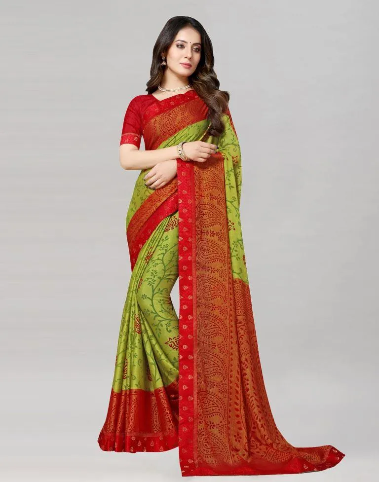 Pear Green Brasso Saree