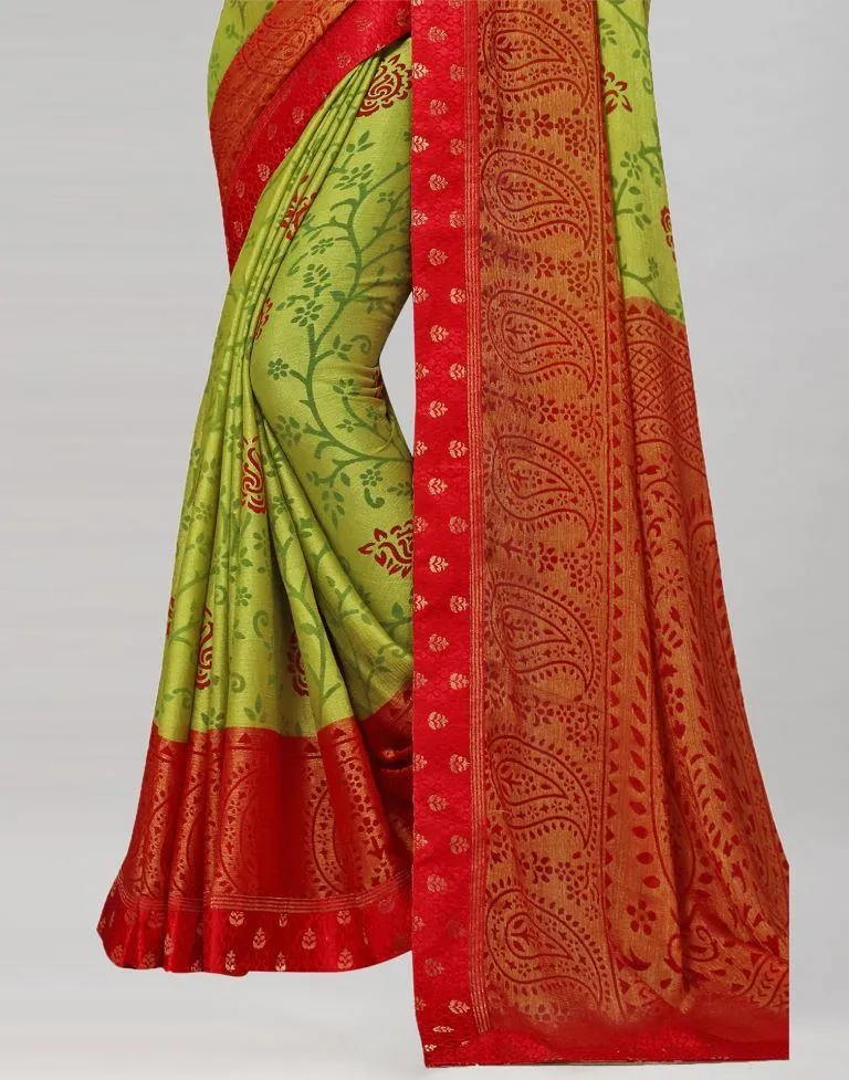 Pear Green Brasso Saree