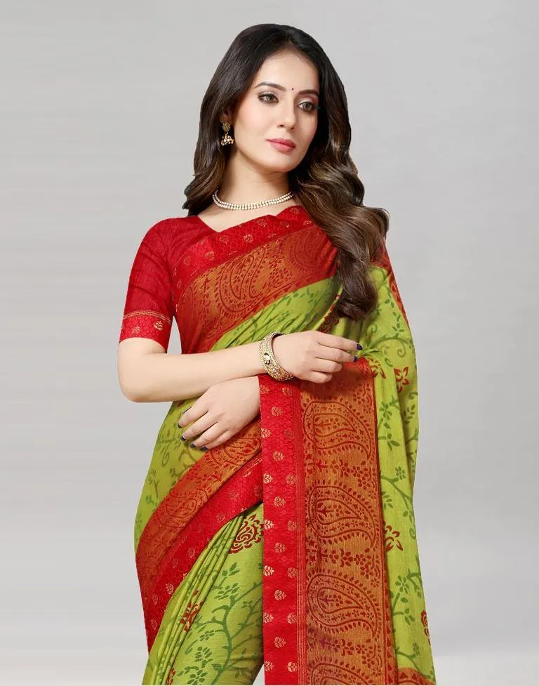 Pear Green Brasso Saree