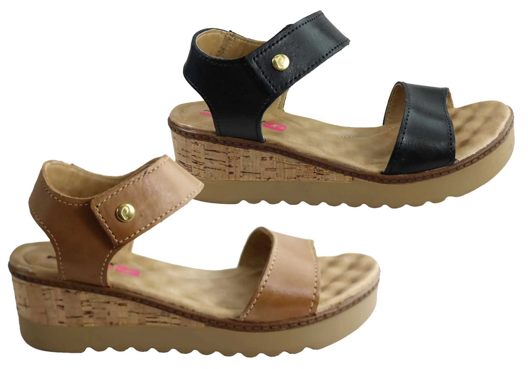 Pegada Louise Womens Comfortable Leather Wedge Sandals