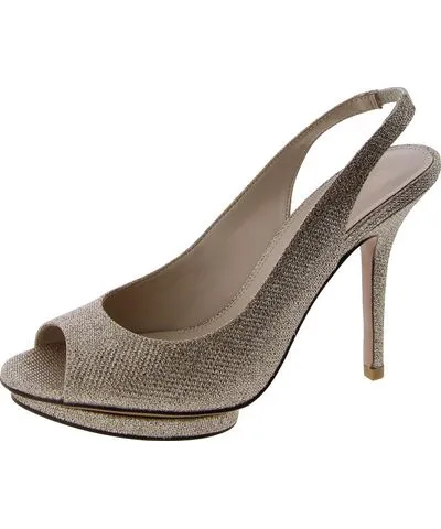 Pelle Moda Rimma Womens Peep-Toe Glitter Slingback Heels