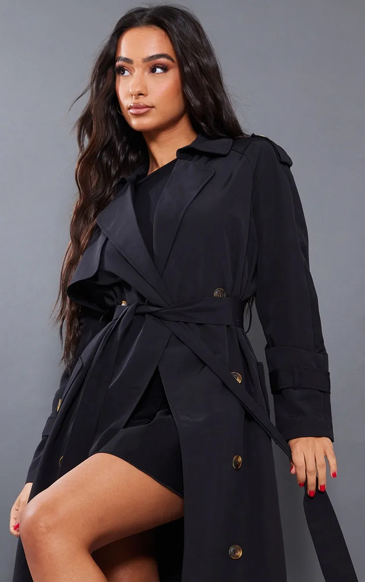 Petite Black Oversized Trench Coat | Petite