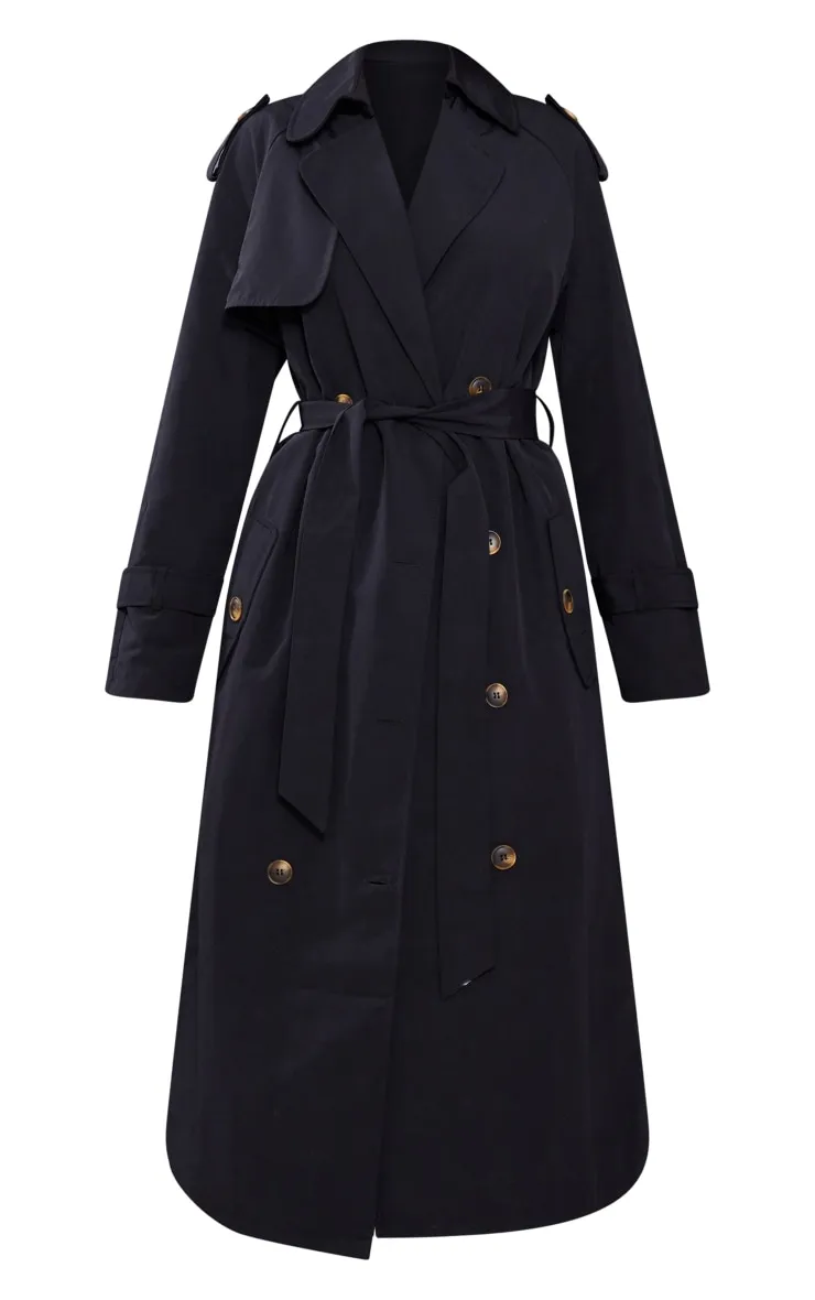 Petite Black Oversized Trench Coat | Petite