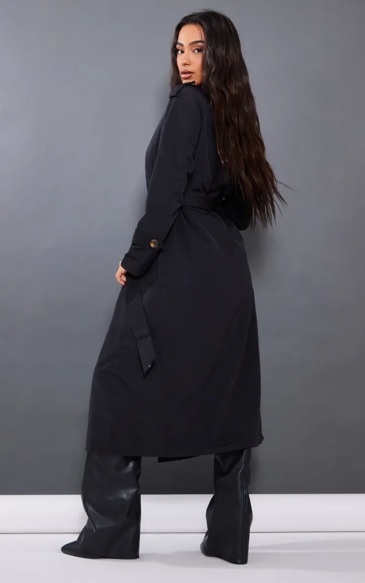 Petite Black Oversized Trench Coat | Petite