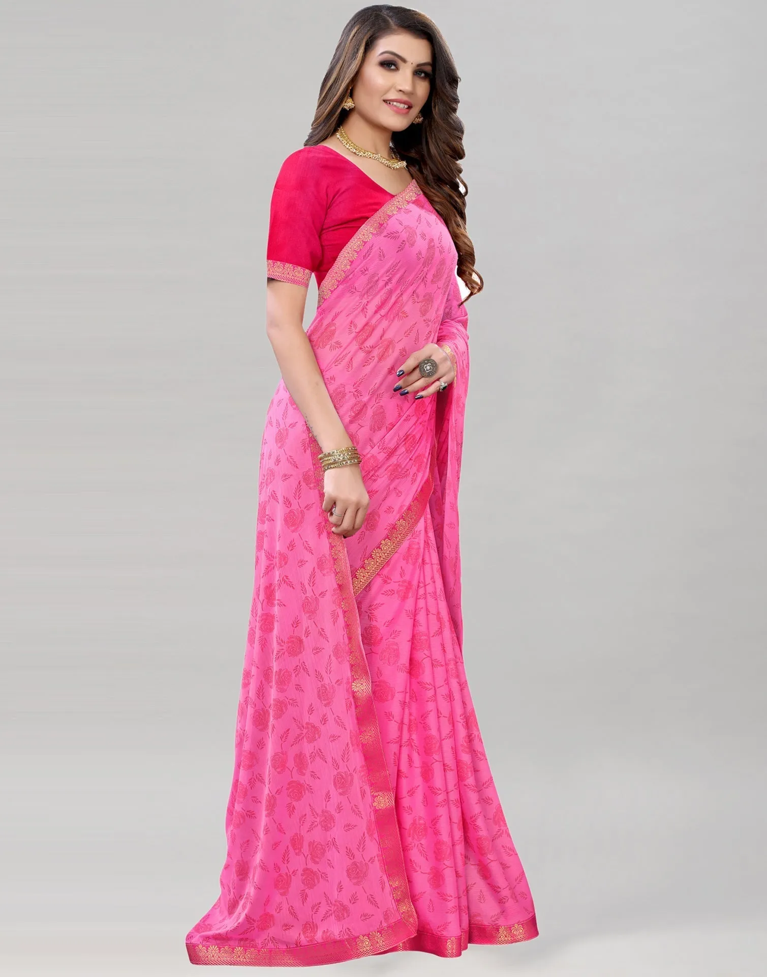 Pink Printed Saree