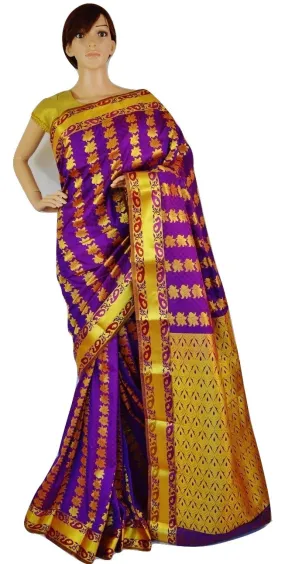 Purple & Gold Colour Kanchipuram Silk Saree