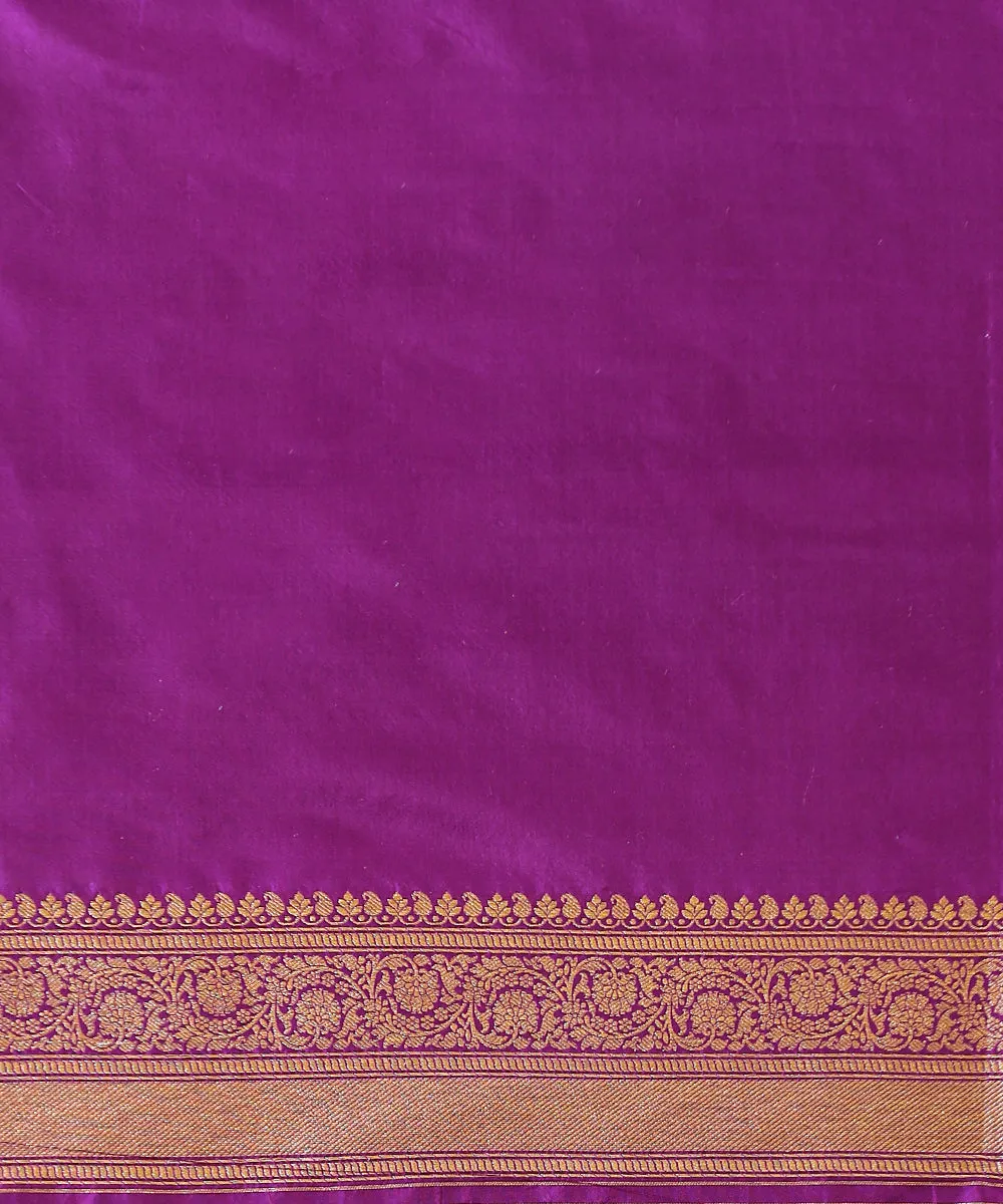 Purple Handloom Banarasi Katan Silk Saree With Cutwork Booti