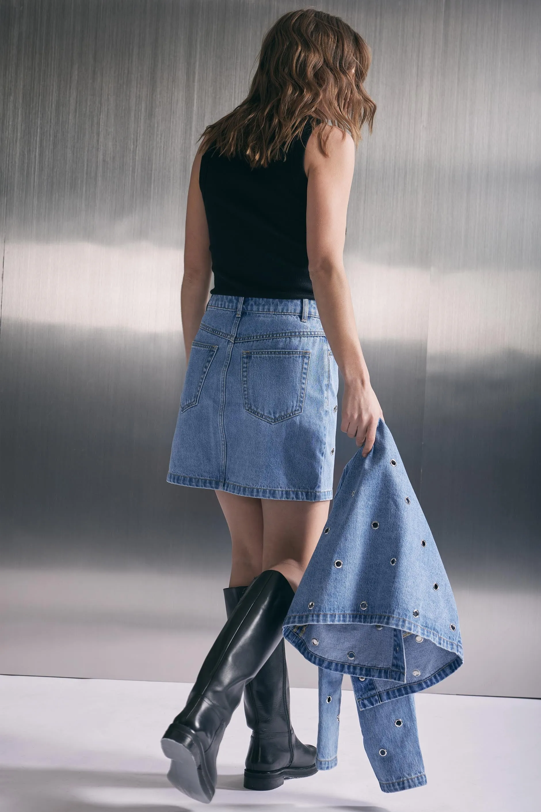 Rani Eyelet Denim Mini Skirt