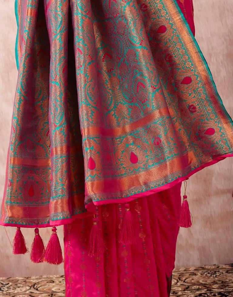 Rani Pink Silk Plain Sarees