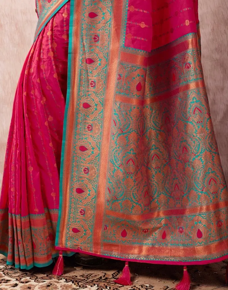 Rani Pink Silk Plain Sarees