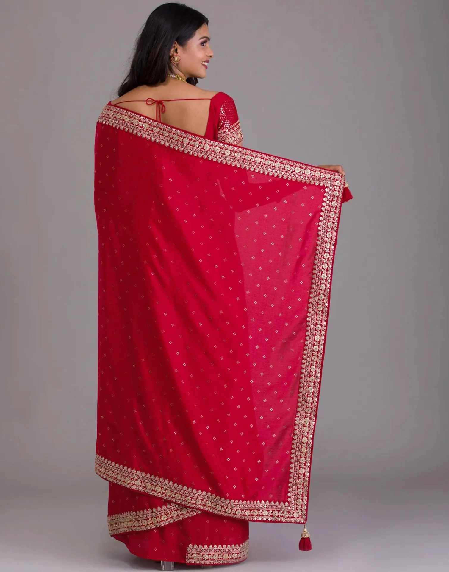 Red Printed Saree