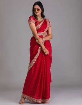 Red Printed Saree