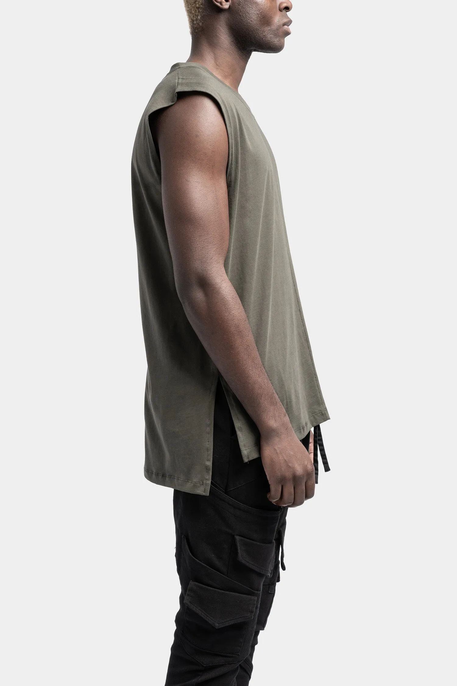 Regular cotton tank, Military green