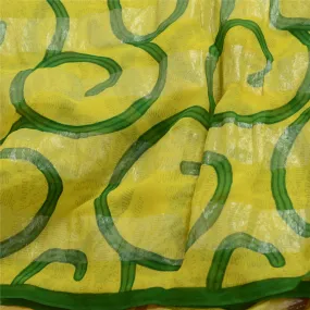 Sanskriti Vintage Green Sarees Pure Georgette Silk Printed Sari Craft Fabric