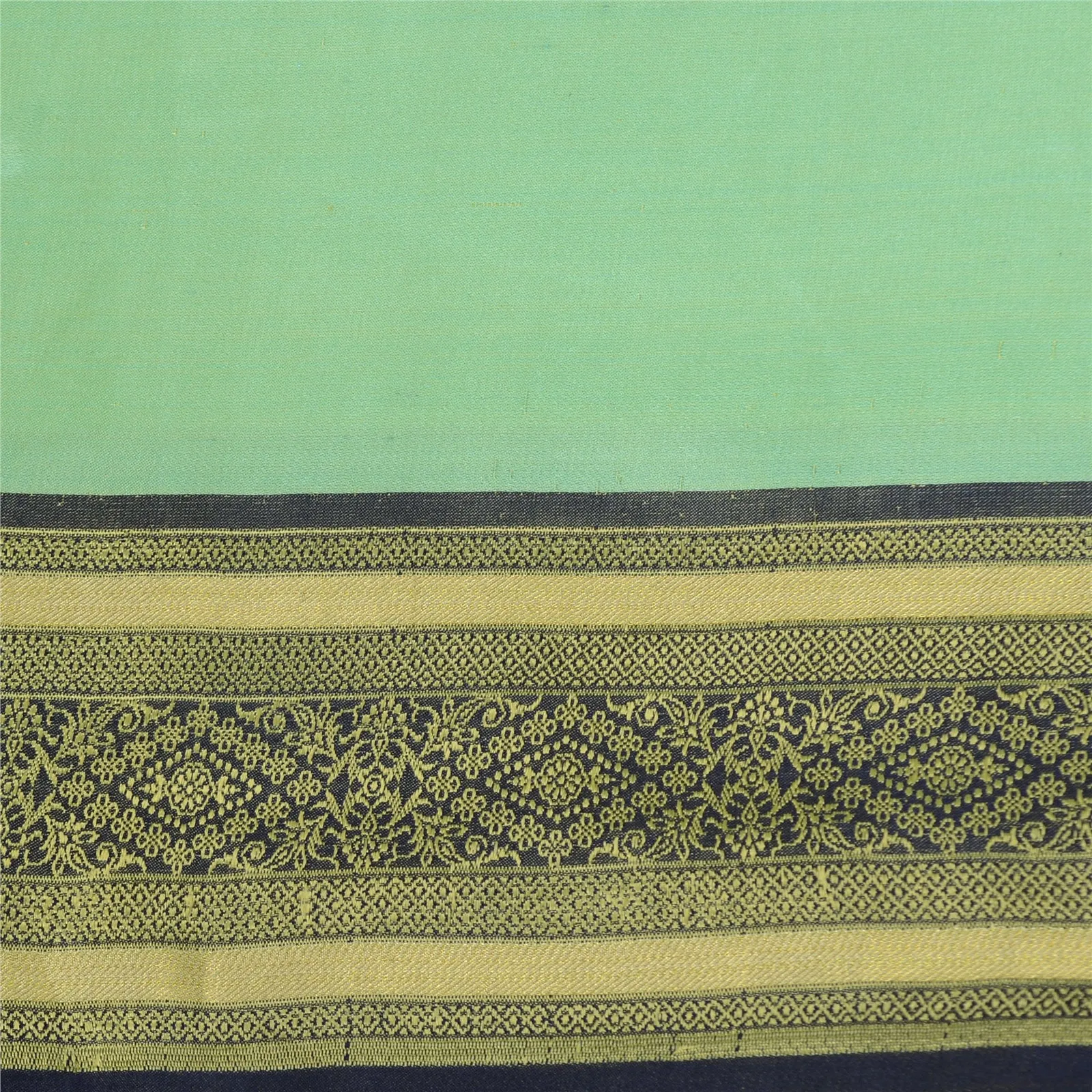 Sanskriti Vintage Green/Blue Indian Sarees Satin Woven Premium Sari Craft Fabric