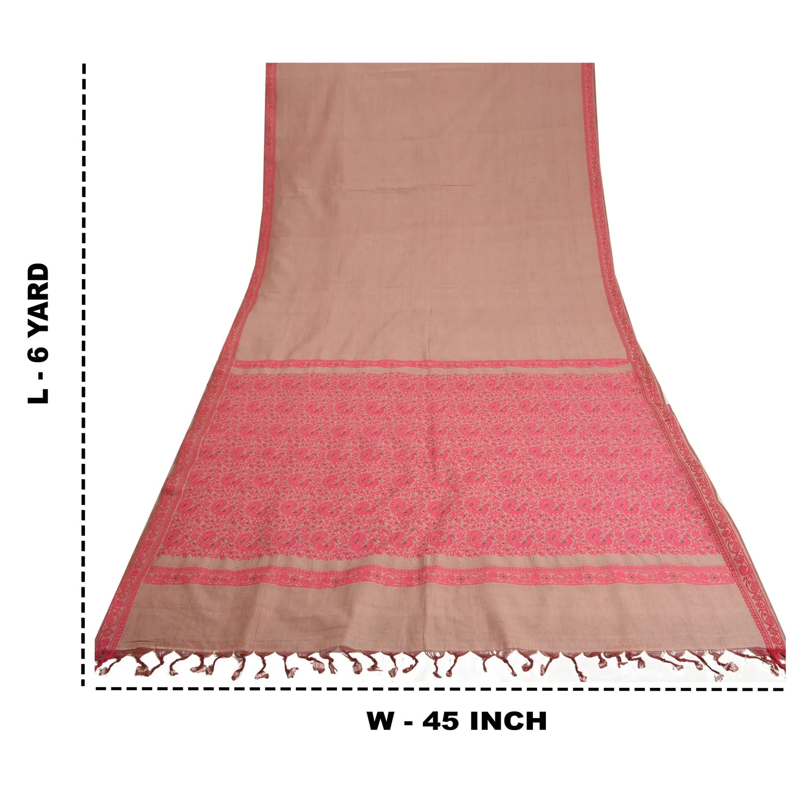 Sanskriti Vintage Pink Indian Sarees Art Silk Woven Premium Sari Craft Fabric