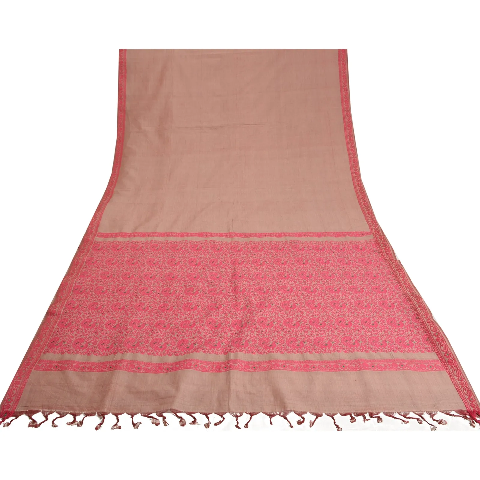 Sanskriti Vintage Pink Indian Sarees Art Silk Woven Premium Sari Craft Fabric