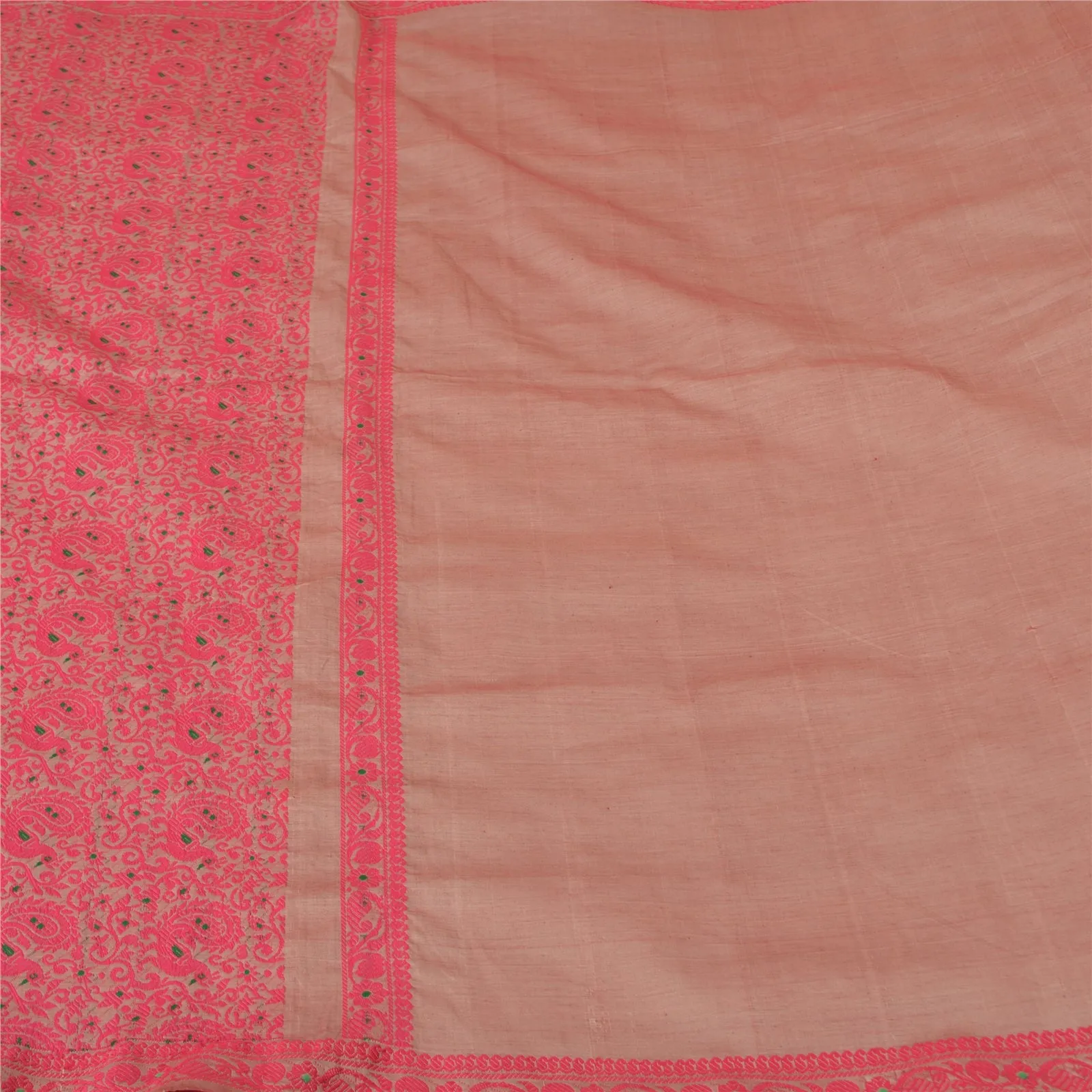 Sanskriti Vintage Pink Indian Sarees Art Silk Woven Premium Sari Craft Fabric