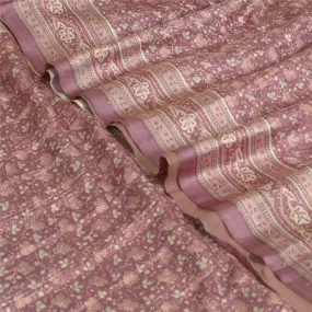 Sanskriti Vintage Sarees From India Mauve Pure Silk Printed Sari Craft Fabric