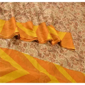 Sanskriti Vintage Sarees Indian Multi Pure Silk Printed Sari 5yd Craft Fabric