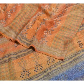 Sanskriti Vintage Sarees Multi 100% Pure Crepe Silk Printed Sari Craft Fabric