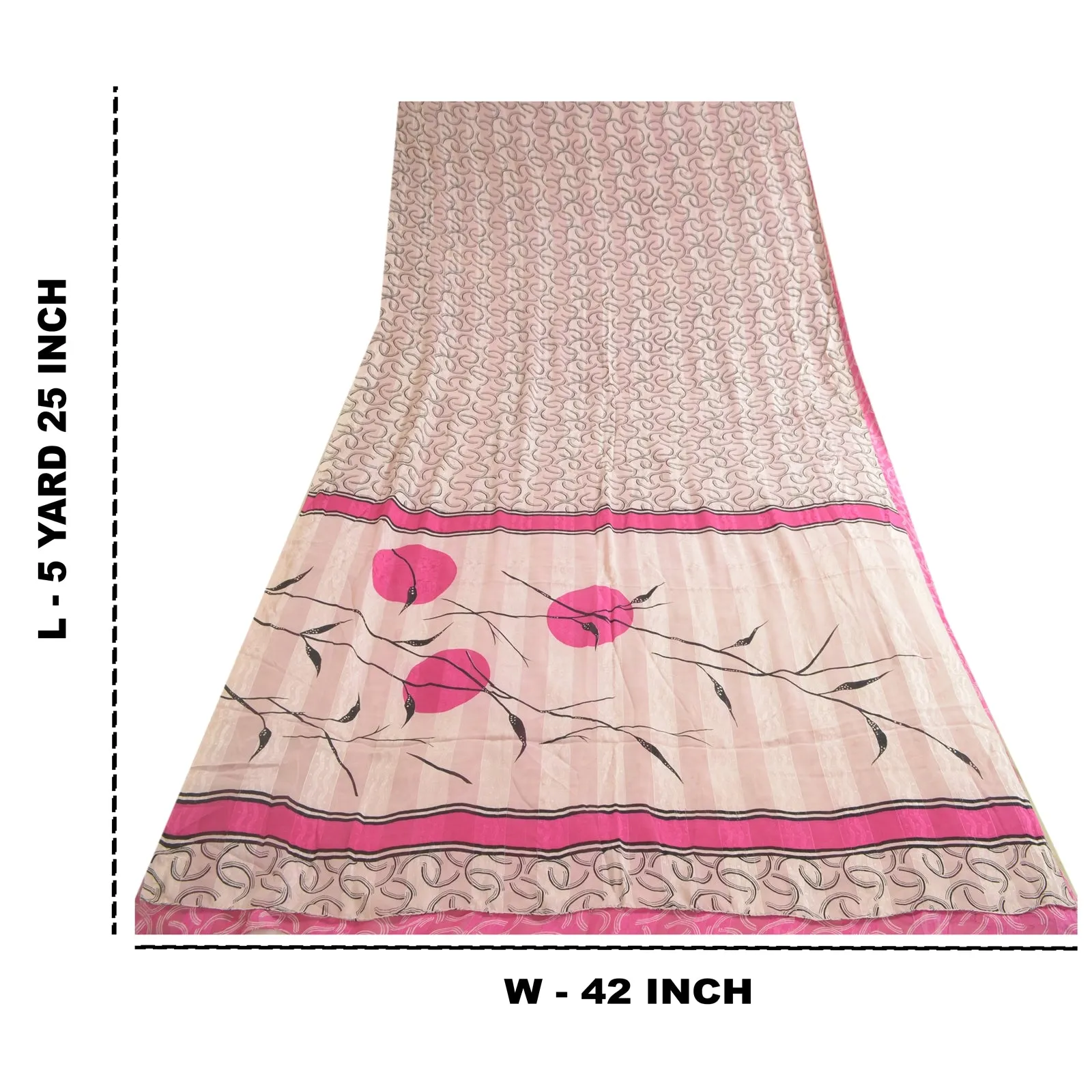 Sanskriti Vintage Sarees Pink Pure Georgette Silk Print Woven Sari Craft Fabric