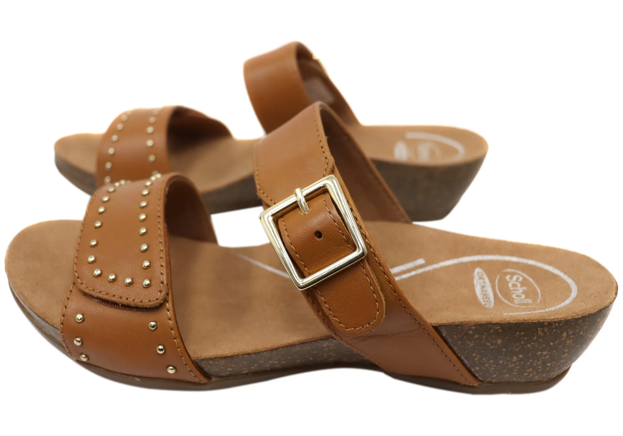 Scholl Orthaheel Jaylah Womens Comfortable Leather Slides Sandals