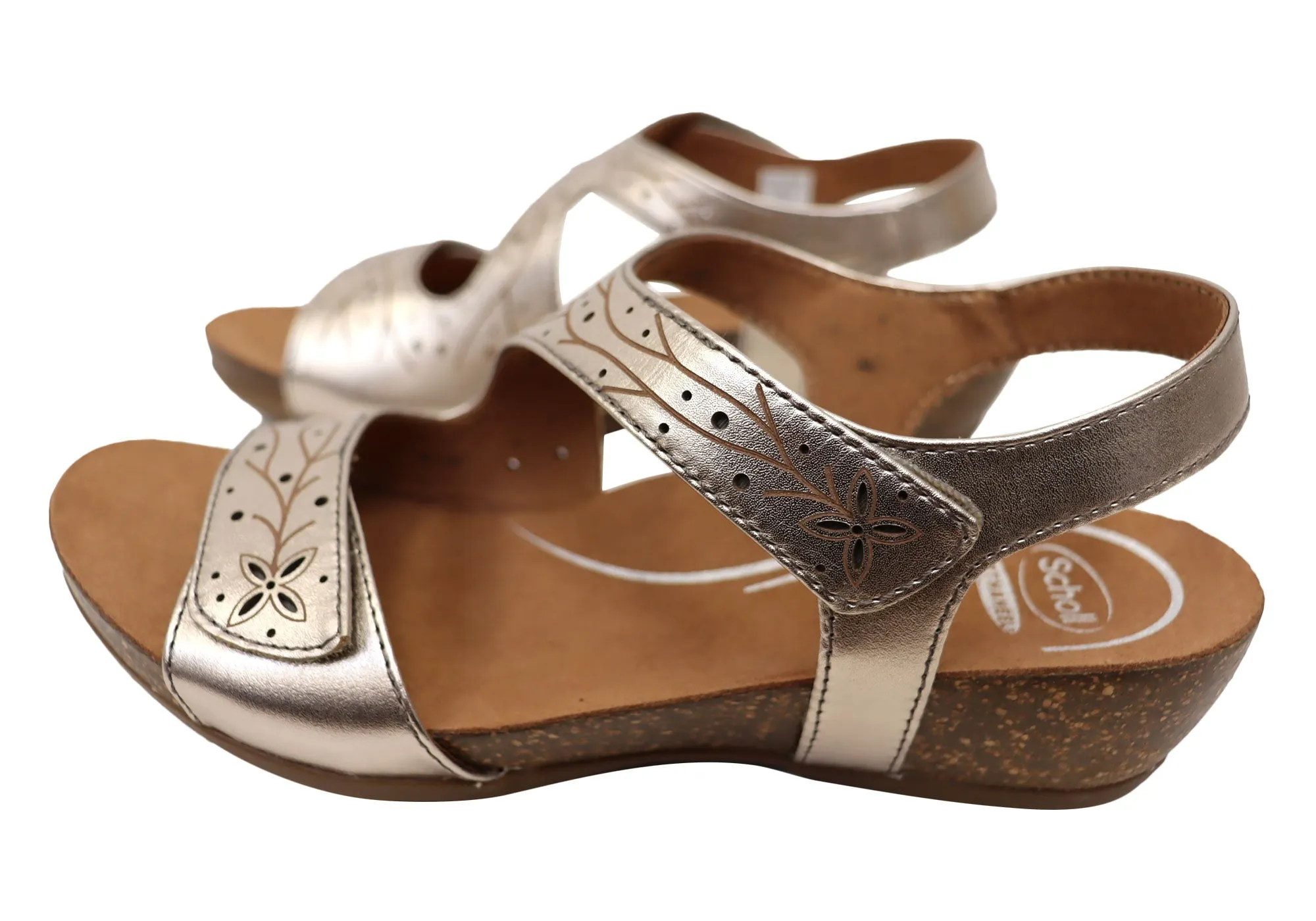 Scholl Orthaheel Jenna Womens Comfortable Leather Wedge Sandals