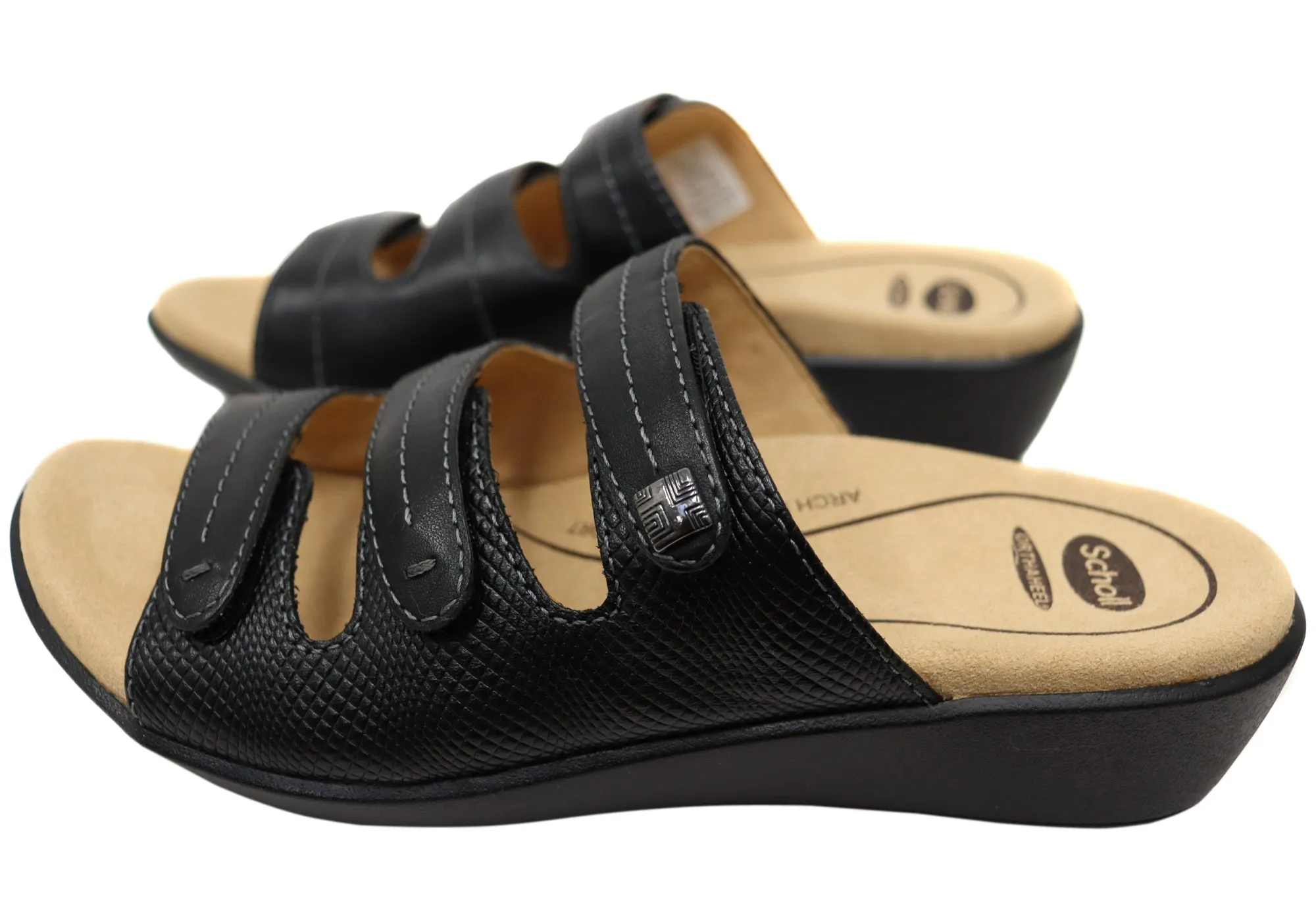 Scholl Orthaheel Tali Womens Comfortable Leather Slides Sandals