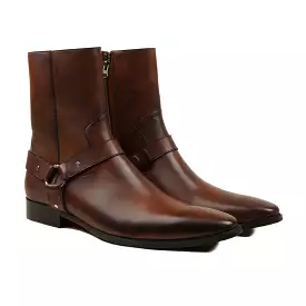 Sevni - Men's Brown Patina Calf Leather Jodhpur Boot