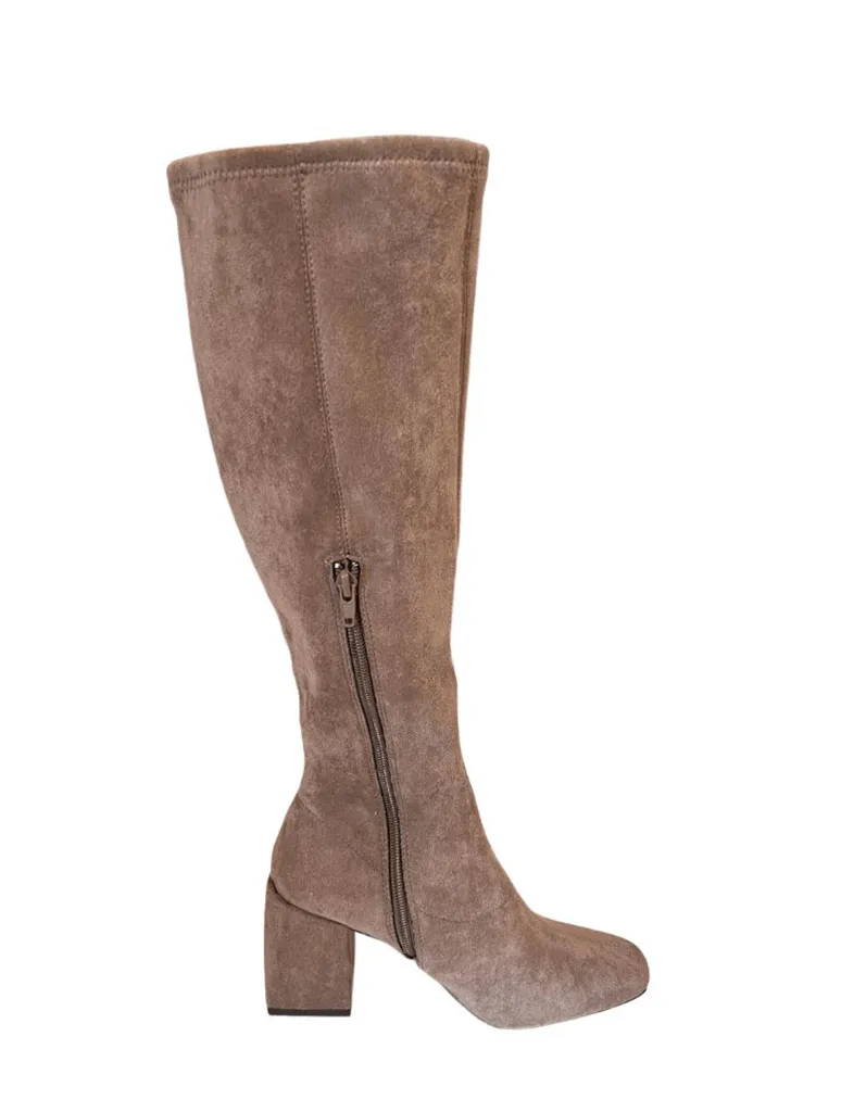 Silent D Carolyn Knee High Boot in Taupe Stretch Suede (Final Sale)