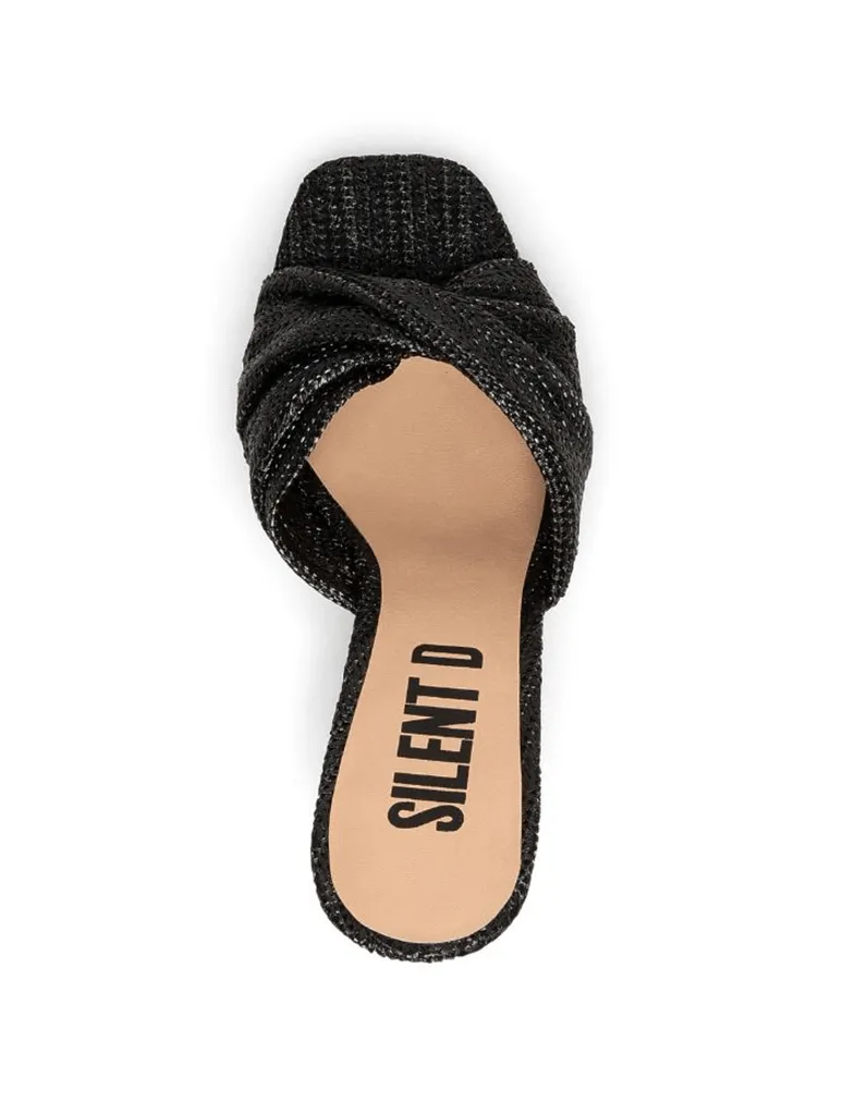 Silent D Katia Wedge Sandal in Black Raffia