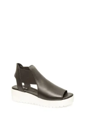 Silent D Ozie Sandal in Black Leather with White Sole