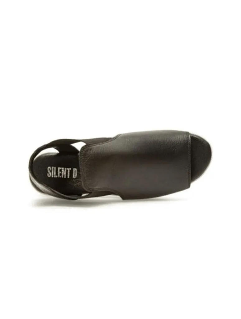 Silent D Ozie Sandal in Black Leather with White Sole