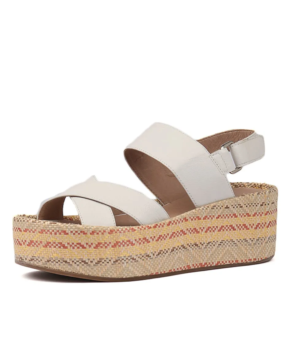 SILENT D Peggies White Summer Mu Leather Raffia