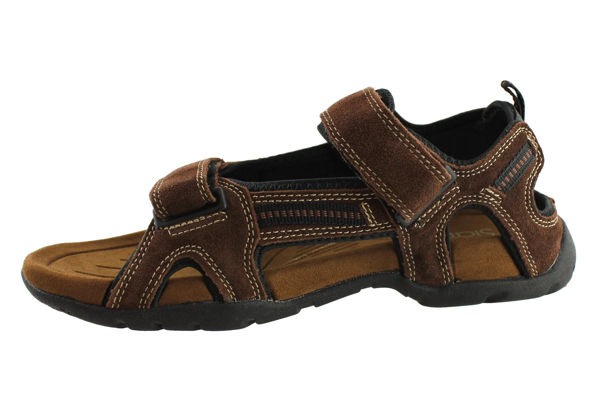 Slatters Broome II Mens Comfort Leather Sandals With Adjustable Straps