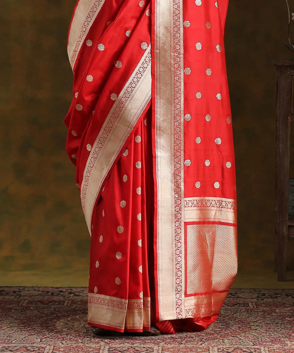 Sonam Bajwa In Handloom Red Pure Katan Silk Asharfi Booti Banarasi Saree - Pre Order