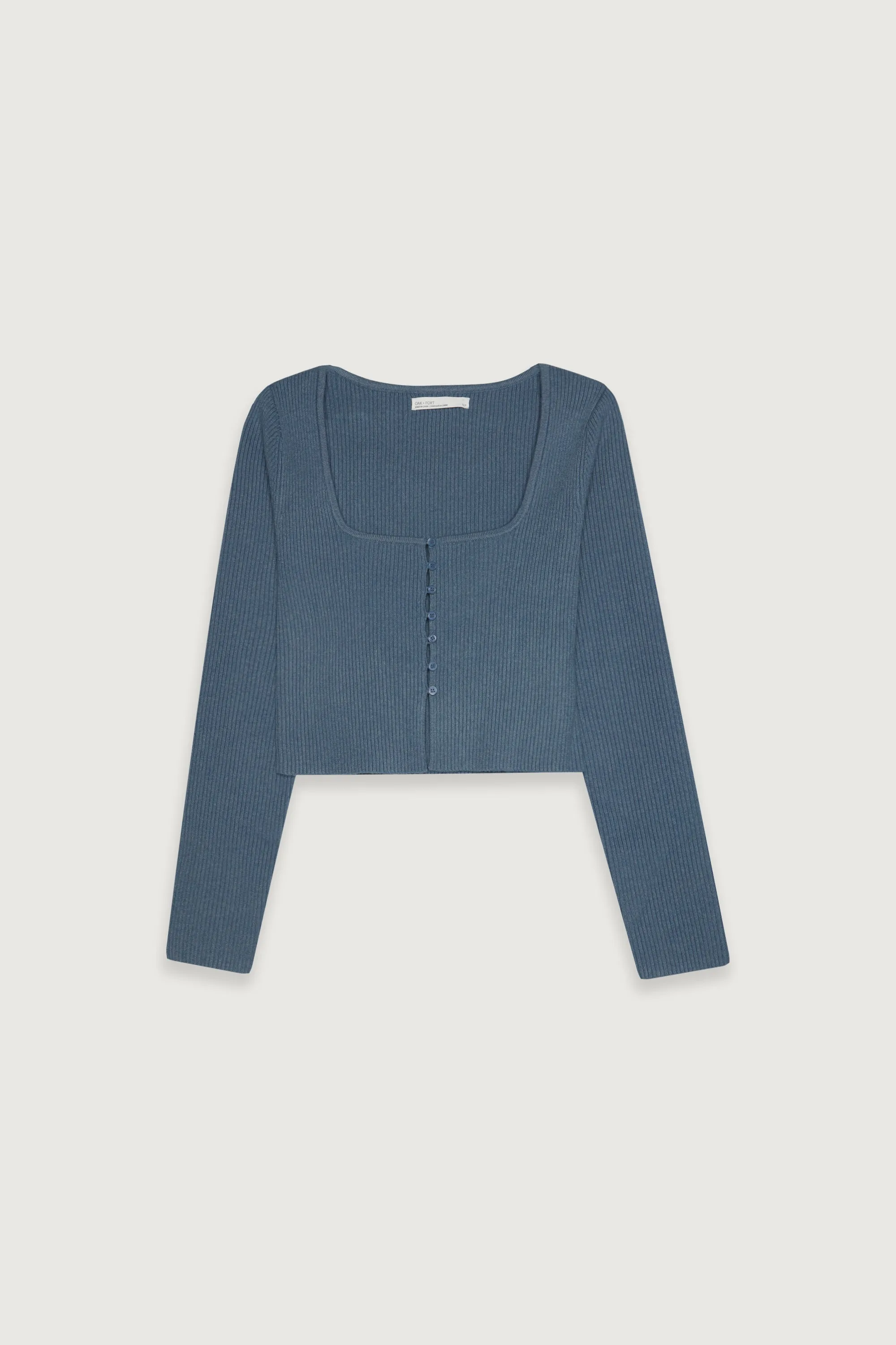 SQUARE NECK BUTTON FRONT SWEATER