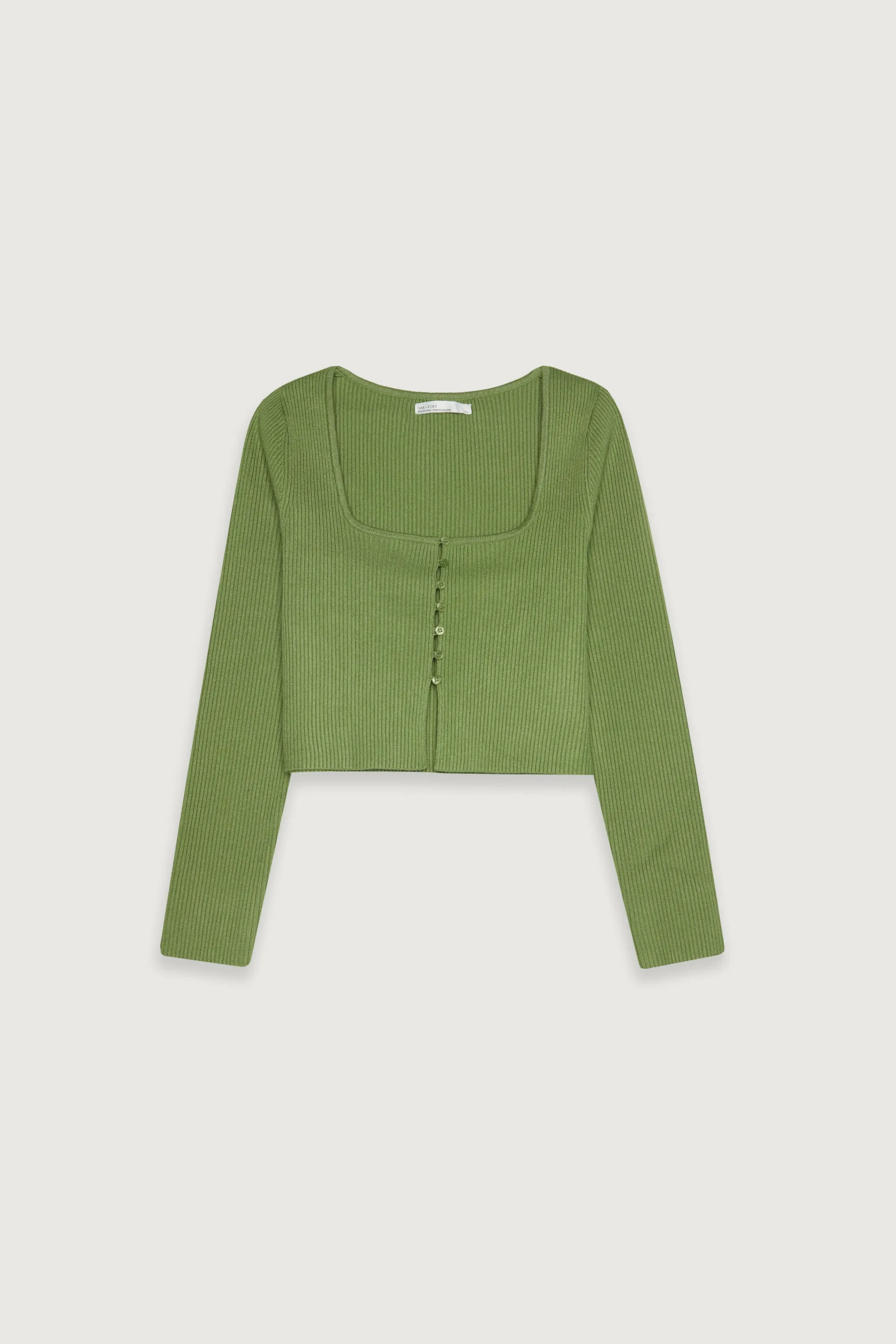 SQUARE NECK BUTTON FRONT SWEATER