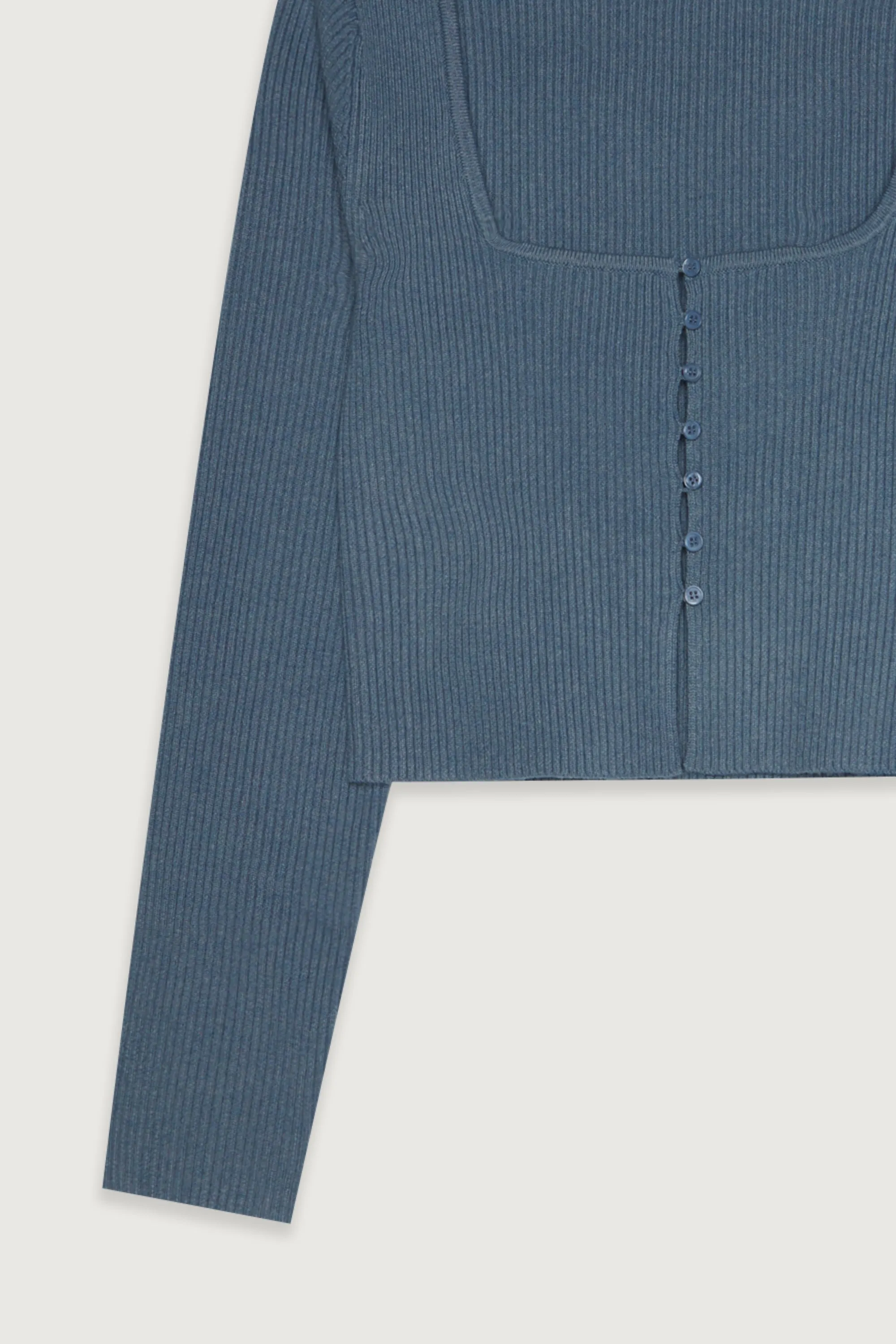 SQUARE NECK BUTTON FRONT SWEATER