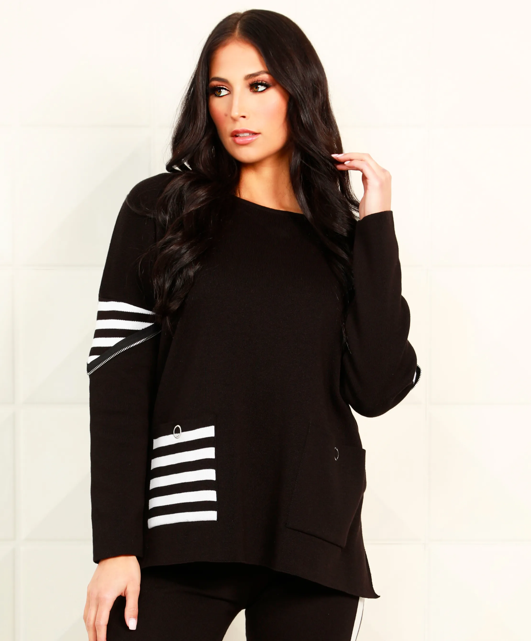 Striped Pocket Poncho