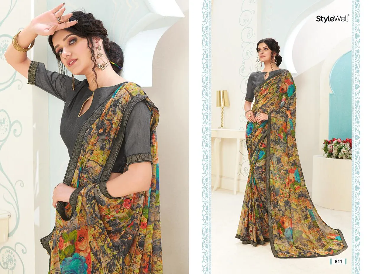 Stylewell Presents Alisha Chiffon Casual Wear Sarees Collection