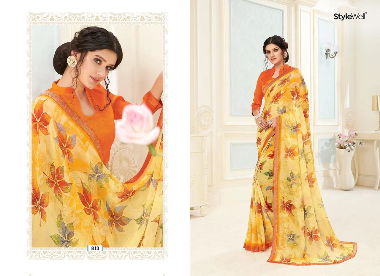 Stylewell Presents Alisha Chiffon Casual Wear Sarees Collection