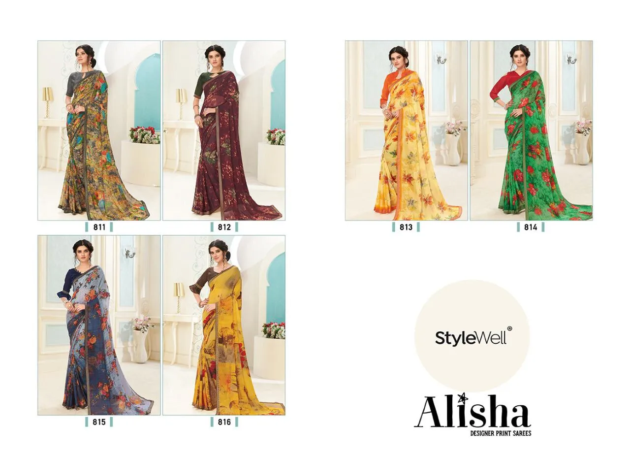 Stylewell Presents Alisha Chiffon Casual Wear Sarees Collection