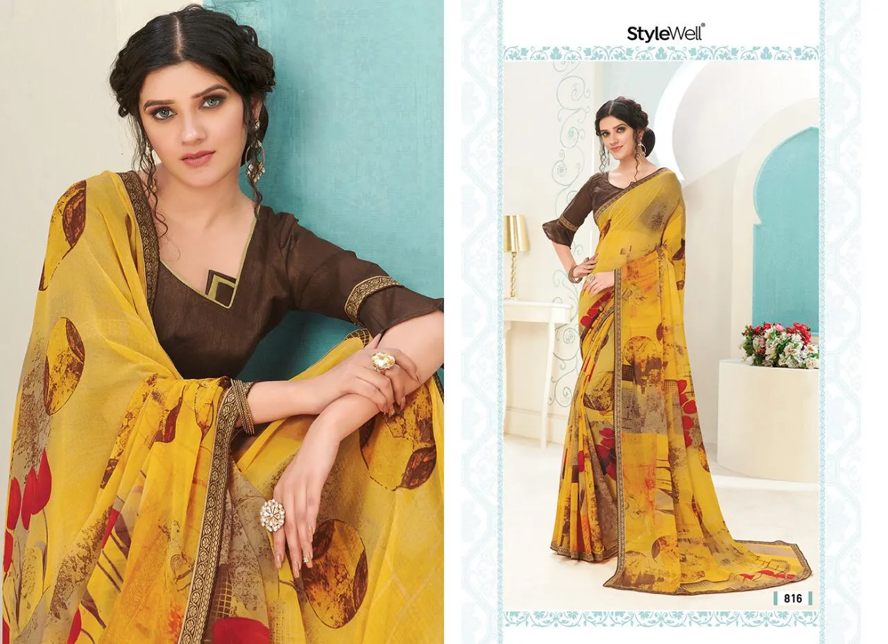 Stylewell Presents Alisha Chiffon Casual Wear Sarees Collection